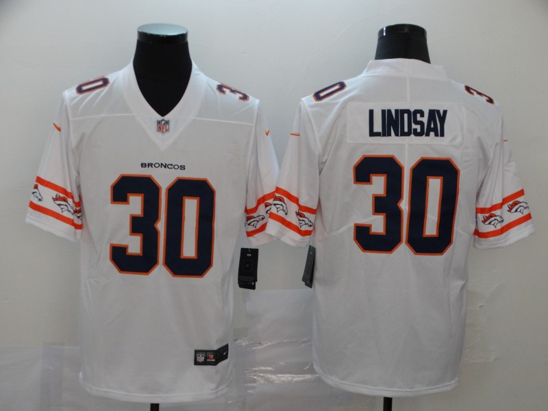 Men's Denver Broncos Phillip Lindsay #30 White Jersey
